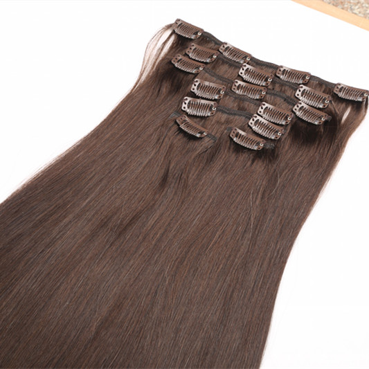 Clip in hair,virgin brazilian full head clip in hair extension, straight human hair clip in extensions HN213